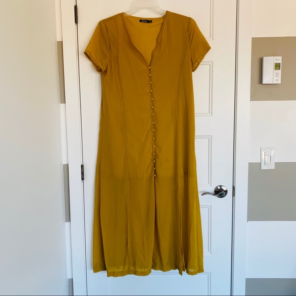 Chiffon Button Through Sliced Maxi Dress 8 Petite - Picture 3 of 3